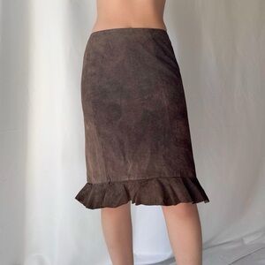 Betsey Johnson Vintage Midi 100% genuine leather skirt in brown